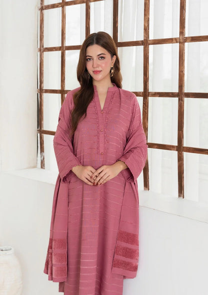 3pc Alpine Velvet Shirt with Velvet Border Shawl and Plain Trouser AML-W25-0012