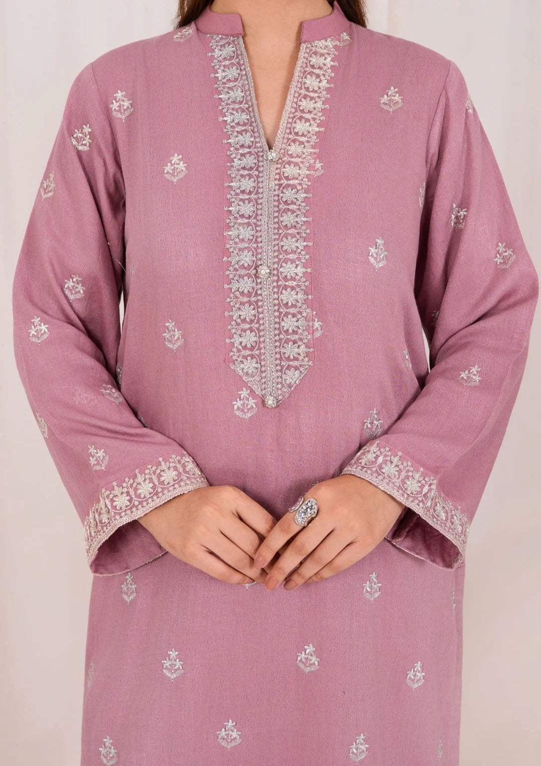 3pc Embroidered Silk Karandi with Embroidered Border Shawl AML-W25-0032