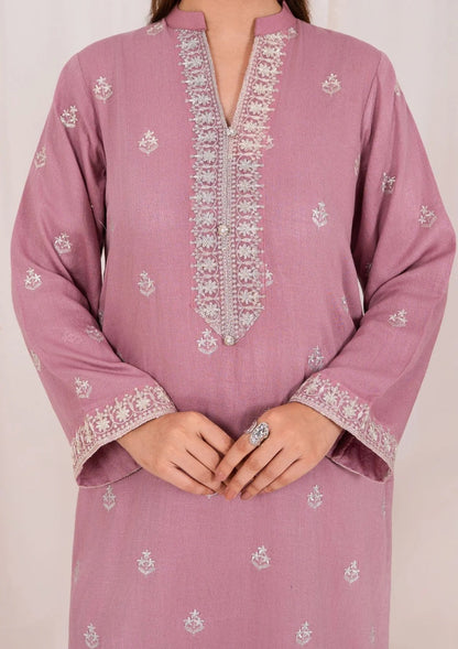 3pc Embroidered Silk Karandi with Embroidered Border Shawl AML-W25-0032