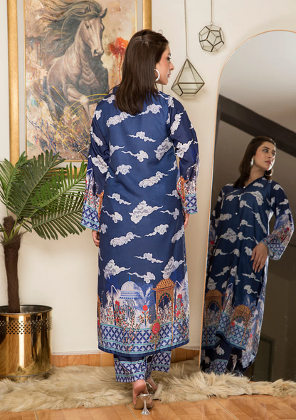 2Pc Printed Arabic Silk Lawn Set ASLS-A25-0006
