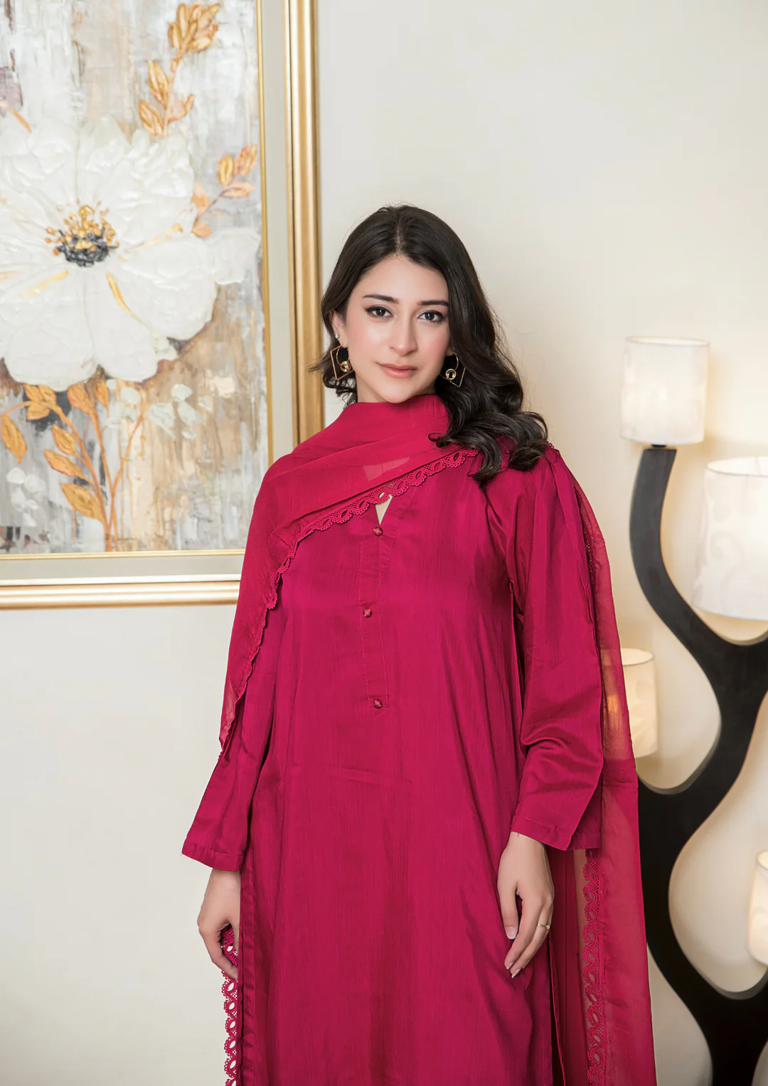 3Pc Silk Viscose with Farshi Shalwar with Chiffon Dupatta JASHAN-S25-0062