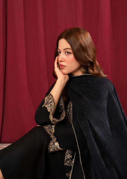 3Pc Alpine Velvet Tilla Embroidered with Velvet Shawl Black AFP-A25-0002 Regular priceRs.6,490.00