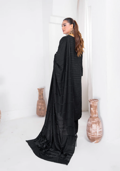 3pc Alpine Velvet Shirt with Velvet Border Shawl and Plain Trouser W24-VEL-0008