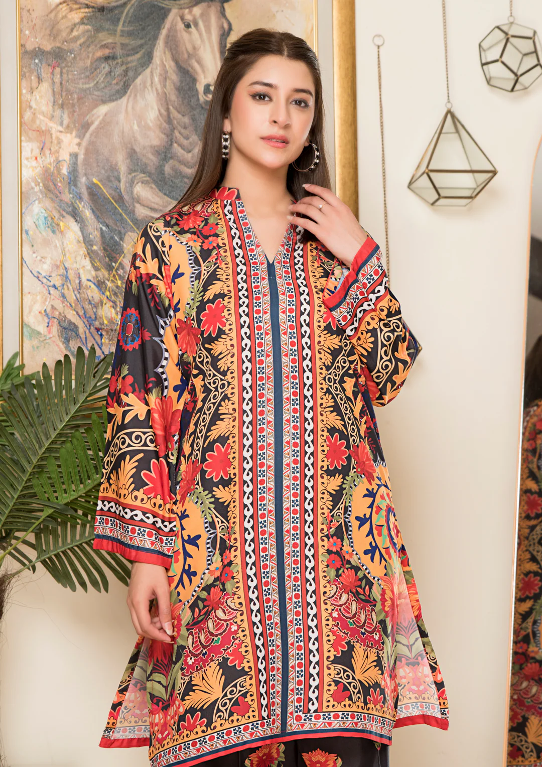 2Pc Printed Arabic Silk Lawn Set ASLS-A25-0008