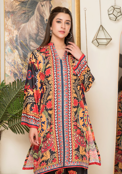 2Pc Printed Arabic Silk Lawn Set ASLS-A25-0008