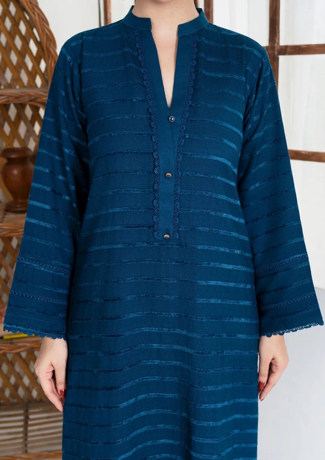 3pc Alpine Velvet Shirt with Velvet Border Shawl and Plain Trouser AML-W25-0014