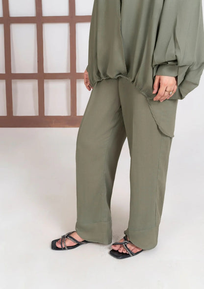 2PC Olive Georgette Co-ord Set JUPITER-J25-0007