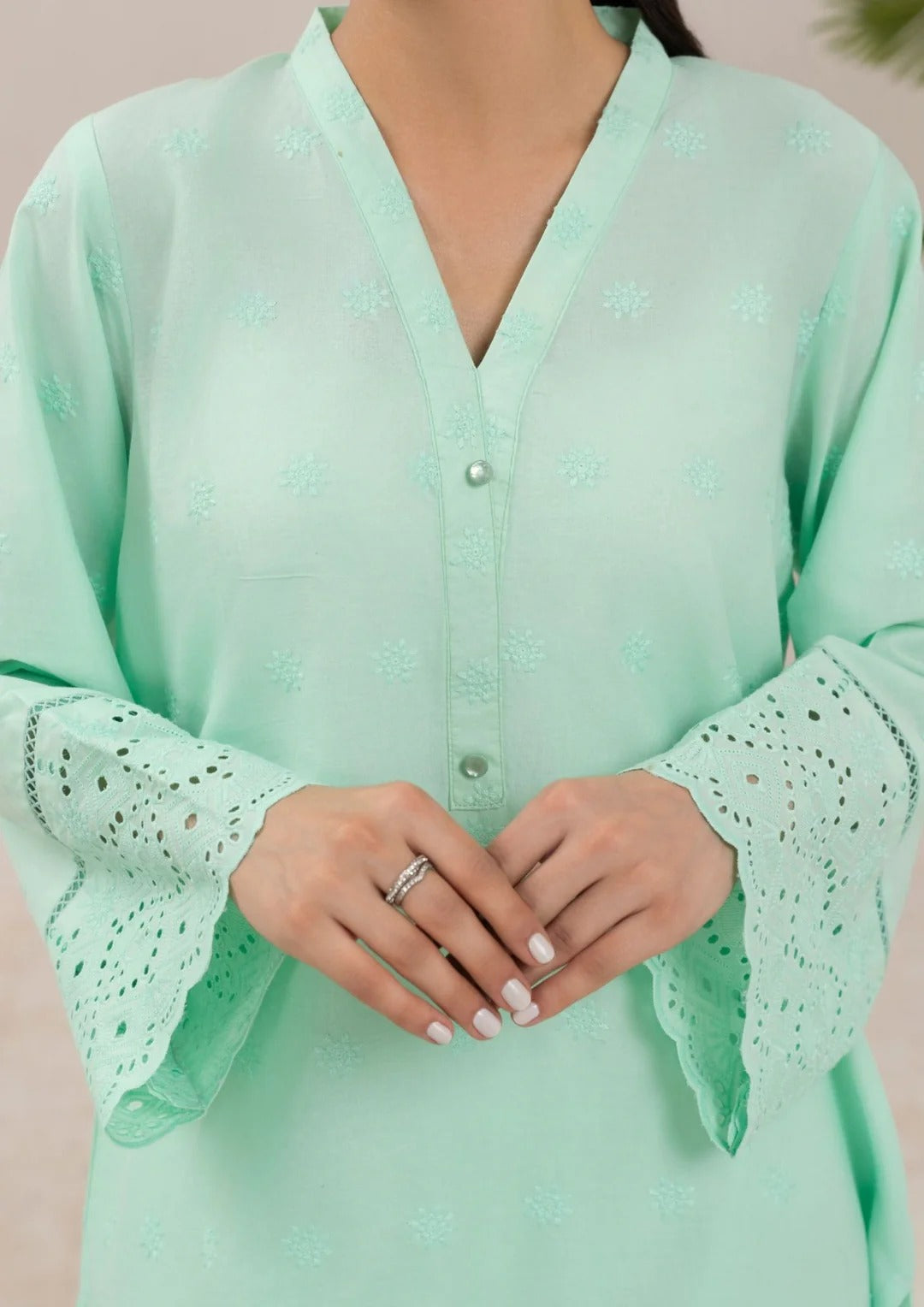 2pc Schiffli Embroidered Set Rozana-S25-0020