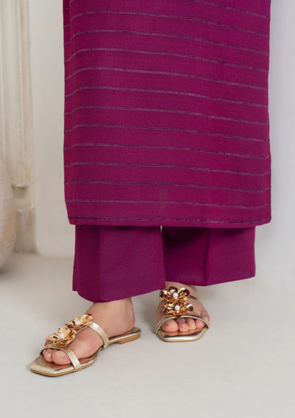 3pc Alpine Velvet Shirt with Velvet Border Shawl and Plain Trouser AML-W25-0011