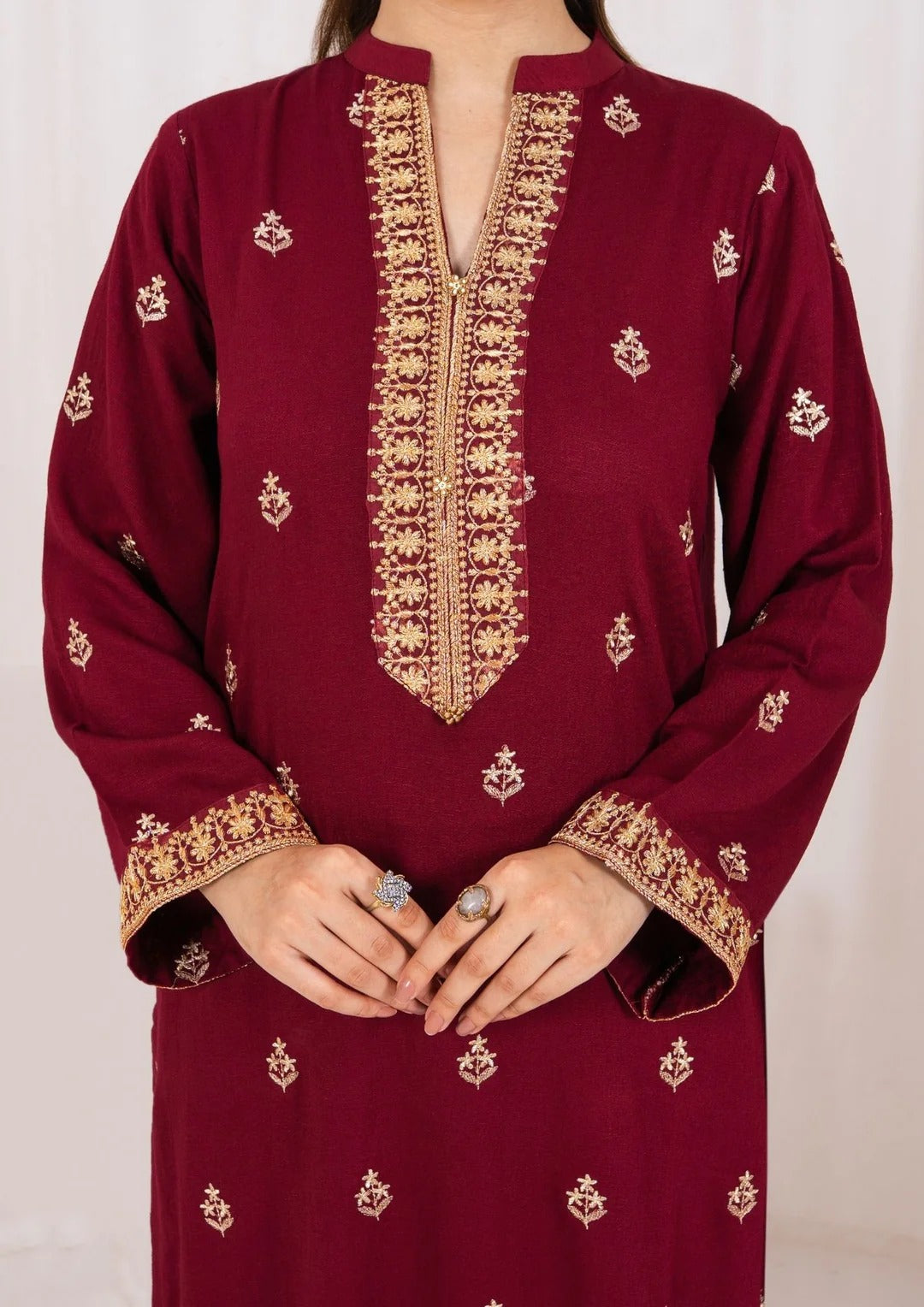 3pc Embroidered Silk Karandi with Embroidered Border Shawl AML-W25-0030