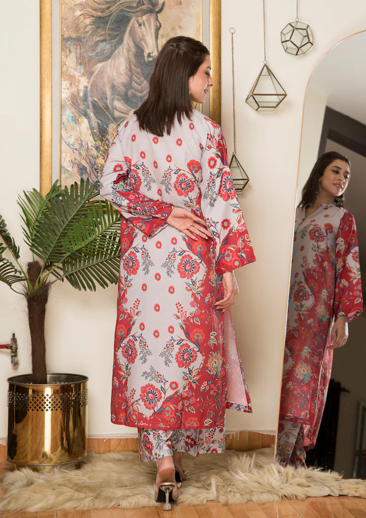 2Pc Printed Arabic Silk Lawn Set ASLS-A25-0002